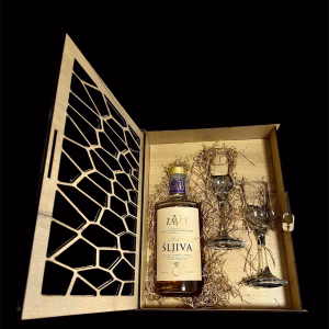 Zavet Šljiva 3 godine Gift Box 2 čaše - model saće