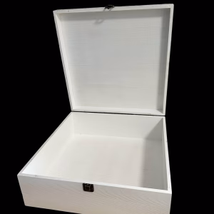 Kutija sa poklopcem / puno drvo 40 x 40 beli dezen